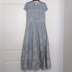 Foxiedox Sky Blue Lace Midi Dress Size M